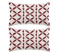 Funda Cojin 50x70 cm Juego de 2 Fundas Cojines Blanco Poliéster Lino Funda Almohada Decorativo Fundas de Cojín Rojo Geométrico con Cremallera Invisible para Sofá Dormitorio Sala de Estar -XY302