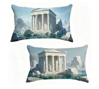 Funda Cojín 50x70 cm Juego de 2 White, Funda De Almohada 50 x 70 cm Cojine Exterio Grecia Decoracion Cojines Sofa Lino Con Cremallera Oculta para Primavera Verano Decorativos, Regalos Mujeres C-M58LR1