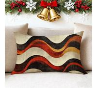 Funda Cojin 50x70 cm Otoño Funda Almohada Juego De 1 Fundas Cojines Raya Lino Cojines Rectangulares con Cremallera Invisible, Decorativos Navideña Jardín Sala de Estar Sofá Dormitorio Cama 1h-73