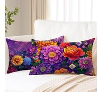Funda Cojin 50x70 cm Púrpura Fundas Cojines Floral Funda Almohada Juego De 2 Lino Rectángulo Cojines Exterior con Cremallera Invisible, Decorativos Jardín Sala de Estar Sofá Dormitorio Oficina 2s-331