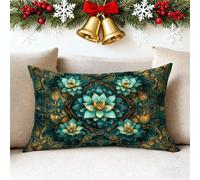 Funda Cojin 50x70 cm Verde Funda Almohada Juego De 1 Fundas Cojines Loto Lino Cojines Rectangulares con Cremallera Invisible, Decorativos Navideña Jardín Sala de Estar Sofá Dormitorio Cama 1h-13