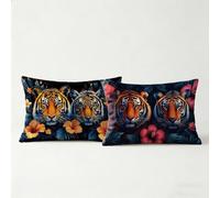 Funda Cojin 50x70, Funda Almohada 70 x 50cm 2 Pack, Fundas Cojines Cama Decorativos Tigre, Fundas de Cojines Sofa Flor Cremallera Invisible para Personas que Sudan con Facilidad Regalo Mujer BZTH-3049