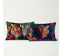 Funda Cojin 50x70, Funda Almohada 70 x 50cm 2 Pack, Fundas Cojines Cama Decorativos Tigre, Fundas de Cojines Sofa Raya Cremallera Invisible para Personas que Sudan con Facilidad Regalo Mujer BZTH-0571