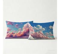 Funda Cojin 50x70, Funda Almohada 70x50 cm 2 Pack, Fundas Cojines Cama Decorativos Nube, Fundas de Cojines Sofa Paisaje Cremallera Invisible para Personas que Sudan con Facilidad Regalo Mujer BZTH0770