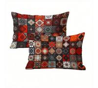 Funda Cojin 50x70 Retro Juego de 2, Bohemia Fundas Cojines Exterior Impermeable, Lino Funda de Almohada con Cremallera Oculta, Suave Cómodo y Fácil Cuidado, Adecuado para Sofá, Cama, Jardín K2-221