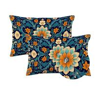 Funda Cojin 50x70cm Cojines Exterior Impermeable 2 Piezas Rectangulares Lino Fundas de Almohada Azul Marino,Grandes Cushion Covers con Cremallera Oculta,Patio Jardín Otoño Decor Cushion Mandala,LY-928