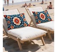 Funda Cojin 50x70cm Cojines Exterior Impermeable 2 Piezas Rectangulares Lino Fundas de Almohada Mandala,Grandes Cushion Covers con Cremallera Oculta,Patio Jardín Otoño Decorativas Cushion Flor,LY-930