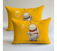Funda Cojin 50x70cm Naranja Fundas Cojines Oso Cojines para Sofa Decoración Lino Almohada Juego 2 Piezas,Cremallera Oculta,Verano Decorativa Doble Estampado,Hogar Sofá Silla Cama Sala Estar LK-1489