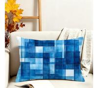 Funda Cojin 50x80 cm Azul Fundas Cojines Geométrico Funda Almohada Juego De 1 Terciopelo Rectángulo Cojines Exterior con Cremallera Invisible, Navidad Decorativos Jardín Sofá Dormitorio Oficina 3s-387