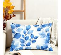 Funda Cojin 50x80 cm Azul Fundas Cojines Hoja Funda Almohada Juego De 1 Terciopelo Rectángulo Cojines Exterior con Cremallera Invisible, Decorativos Jardín Sala de Estar Sofá Dormitorio Oficina 3s-411