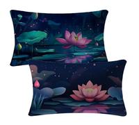 Funda Cojin 50x80 cm Azul Fundas Cojines Loto Funda Almohada Juego De 2 Terciopelo Cojines Exterior con Cremallera Invisible Cushion Covers para Decorativos Jardín Camping Patio Terraza Sofá 2m-61