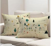 Funda Cojin 50x80 cm Juego 2, Fundas Cojines Exterior Jardin Beige, Impermeable Lino Fundas de Almohada Decorativa Geometría Cojines para Sofa Habitacion Patio Jardín Balcón Funda Cojin R-4598