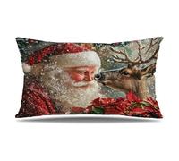 Funda Cojin 50x80 cm Juego de 3 Funda Almohada Ciervo, Terciopelo Cojines para Sofa Impresión de Doble Cara Rectangular Cojines Decorativos con Cremallera Invisible, Home Decoration (Invierno) T9-406