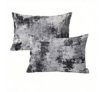 Funda Cojin 50x80 Gris Juego de 2, Retro Fundas Cojines Exterior Impermeable, Terciopelo Funda de Almohada con Cremallera Oculta, Suave Cómodo y Fácil Cuidado, Adecuado para Sofá, Cama, Jardín K2-233