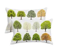 Funda Cojin 50x80 Juego de 2, Fundas Cojines Exterior Impermeable, Lino Funda Almohada Blanco, Fundas de Cojines Rectangular con Cremalleras Diseño para Decoracion Hogar, Regalo Mujer, (Árbol) -2883