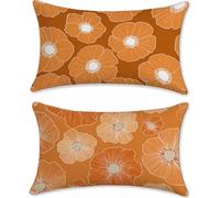 Funda Cojin 50x80cm Cojines Exterior Impermeable Naranja Quemado Funda Almohada Terciopelo Cojines para Sofa Cama Flor Protector Decorativos Jardin Outdoor Cushions Juego de 2 con Cremallera u-13430