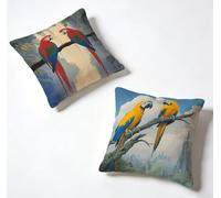 Funda Cojín 55 x 55 Juego de 2 Color, Funda De Almohada 55x55 cm Cojine Exterio Loro Decoracion Cojines Sofa Lino con Cremallera Oculta para Primavera Verano Decorativos, Regalos Mujeres 1-Y3334K