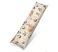 Funda Cojin 55x165 Conejo Suave Terciopelo Rectangular Cojin Embarazada, Cojines Sofa con Cremallera Invisible, Marrón Otoño Fundas Cojines, Hogar Salon Dormitorios Decorativas Fundas Almohadas J-98