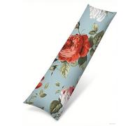 Funda Cojin 55x165 Flores Suave Terciopelo Rectangular Cojin Embarazada, Cojines Sofa con Cremallera Invisible, Rojo Otoño Fundas Cojines, Hogar Salon Dormitorios Decorativas Fundas Almohadas J-94
