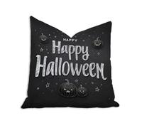 Funda Cojin 55x55 cm Víspera de Todos los Santos Funda Almohada Terciopelo Impresión a Doble Cara Negro Protector Almohadas con Cremallera Oculta, Decorativos Jardín Terraza, Juego de 1 2B-1167