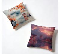 Funda Cojín 60 x 60 Juego de 2 Rojo, Funda De Almohada 60x60 cm Cojine Exterio Torii Decoracion Cojines Sofa Lino con Cremallera Oculta para Primavera Verano Decorativos, Regalos Mujeres 8-DVD135