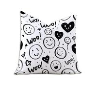 Funda Cojin 60x60 cm Beige y Negro Funda Almohada Terciopelo Impresión a Doble Cara Amar Protector Almohadas con Cremallera Oculta, Cojines Decorativos Silla Patio Jardín Terraza, Juego de 1 2B-1068