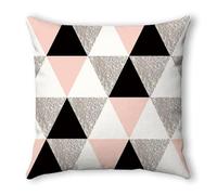 Funda Cojin 60x60 Geometría Rosa Gris Funda Almohada Tela de Lino Transpirable Lavable Hogar Decoración para Jardín Oficina Coche Fundas Cojines Sofa con Cremallera Invisible