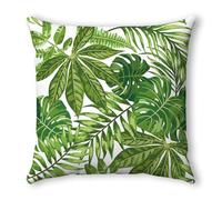 Funda Cojin 60x60 Hoja Verde Funda Almohada Tela de Lino Transpirable Lavable Hogar Decoración para Jardín Oficina Coche Fundas Cojines Sofa con Cremallera Invisible