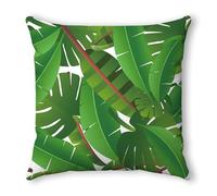 Funda Cojin 60x60 Hojas Verdes Tropicales Funda Almohada Tela de Lino Transpirable Lavable Hogar Decoración para Jardín Oficina Coche Fundas Cojines Sofa con Cremallera Invisible