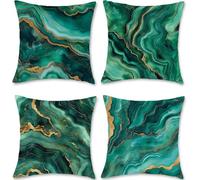 Funda Cojin 60x60 Juego de 4 Cojines Exterior Verde Terciopelo Cojines para Sofa Funda Almohada MáRmol Decorativos Fundas Cojín Suaves y Transpirables para hogar halloween Jardín Decoracio S1-253