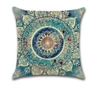 Funda Cojin 60x60 Mandala Verde Azul Funda Almohada Tejido Suave Poliéster Cojines Sofa Cama Lavable Transpirable Cojines Decorativos para Hogar Sofá Dormitorio Coche