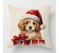 Funda Cojin 60x60 Perro Rojo Marrón Funda Almohada Tela de Lino Transpirable Lavable Hogar Decoración para Jardín Oficina Coche Fundas Cojines Sofa con Cremallera Invisible