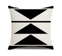 Funda Cojin 60x60 Triángulo Negro Beige Funda Almohada Tela de Lino Transpirable Lavable Hogar Decoración para Jardín Oficina Coche Fundas Cojines Sofa con Cremallera Invisible