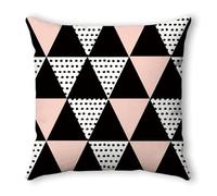 Funda Cojin 60x60 Triángulo Negro Rosa Funda Almohada Tela de Lino Transpirable Lavable Hogar Decoración para Jardín Oficina Coche Fundas Cojines Sofa con Cremallera Invisible