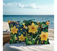 Funda Cojin 60x60cm 2 Piezas Cojines Exterior Jardin Amarillo Fundas de Cojín Inpermeab de Cuadrada Lino Fundas Cojines Flor con Cremallera Invisible para Sofá Jardín Balcón Otoño Decorativos 1Z-145
