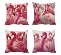 Funda Cojin 60x60cm Animal Cojines Sofa Exterior Terciopelo Fundas Cojines Cama Exterior Impermeable Juego de 4 Flamenco Protector de Almohada Grandes Decorativos Fundas Almohadas para Sofá g-10222