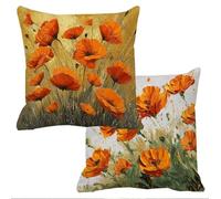Funda Cojin 60x60cm Fundas Cojines Sofa para Exterior Naranja Cojines Cama Fundas Almohadas Pack 2 Lino Funda Cojin Exterior Impermeable Grandes Protector Juego de 2 Flor Decorativos Jardin f-16139