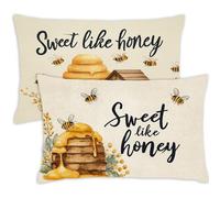 Funda Cojin 60x80 Beige Decorativo Almohadas Juego de 2 Rectangular Cojines Abeja Terciopelo Funda Almohada 80x60 Impresión de Doble Cara, Cremallera Invisible, Decoracion Cama Hogar Sofa Jardín,123-j