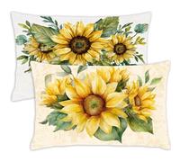 Funda Cojin 60x80 Beige Decorativo Almohadas Juego de 2 Rectangular Cojines Sol Floral Terciopelo Funda Almohada 80x60 Impresión de Doble Cara, Cremallera Invisible, Decoracion Hogar Sofa Jardín,95-j