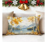 Funda Cojin 60x80 cm Otoño Funda Almohada Juego De 1 Fundas Cojines Árbol Lino Cojines Rectangulares con Cremallera Invisible, Decorativos Navideña Jardín Sala de Estar Sofá Dormitorio Cama 1h-147