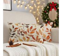 Funda Cojin 60x80 cm Otoño Fundas Cojines Hoja Funda Almohada Juego De 2 Lino Cojines Exterior con Cremallera Invisible Cushion Covers para Decorativos Jardín Patio Terraza Sofá Silla Coche 3m-593