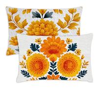 Funda Cojin 60x80 Color Naranja Decorativo Almohadas Juego de 2 Rectangular Cojines Floral Terciopelo Funda Almohada 80x60 Impresión de Doble Cara para Decoracion Hogar Sofa Jardín,201-j