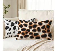 Funda Cojin 60x80 Juego de 2, Estampado de Leopardo Rectangular Impermeable Funda Almohada, Suave Terciopelo Fundas Cojines, Blanco Doble Cara Estampad Fundas de Almohada para Sofá Decor Regalo J0-626