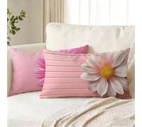 Funda Cojin 60x80 Juego de 2, Rosa Rectangular Impermeable Funda Almohada, Suave Lino Fundas Cojines, Flor Doble Cara Estampad Fundas de Almohada para Interior/Exterior Sofá Decor, Regalo Mujer J0-668