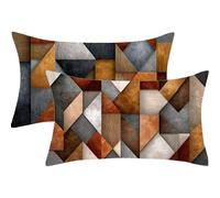 Funda Cojin 60x80 Marrón Decorativo Almohadas Juego de 2 Rectangular Cojines Geométrico Lino Funda Almohada 80x60 Impresión de Doble Cara, Cremallera Invisible, Decoracion Cama Hogar Sofa Jardín,153-j