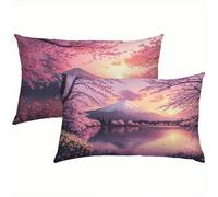 Funda Cojin 60x80 Rosa Juego de 2, Lino Japón Fundas Cojines Exterior Impermeable, Funda de Almohada con Cremallera Oculta, Cómodo y Transpirables, para Cojines Decorativos, Sofá, Dormitorio S6-145
