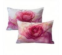 Funda Cojin 60x80 Rosa Juego de 2, Rosa Fundas Cojines Exterior Impermeable, Terciopelo Funda de Almohada con Cremallera Oculta, Suave Cómodo y Fácil Cuidado, Adecuado para Sofá, Cama, Jardín K2-157