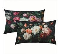 Funda Cojin 60x80 Vistoso Juego de 2, Terciopelo Flores Fundas Cojines Exterior Impermeable, Transpirables Funda de Almohada con Cremallera Oculta, para Cojines Decorativos, Sofá, Dormitorio S6-167