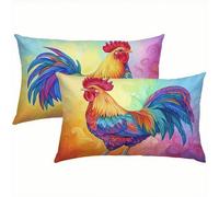 Funda Cojin 60x80 Vistoso Juego de 2, Terciopelo Gallo Fundas Cojines Exterior Impermeable, Transpirables Funda de Almohada con Cremallera Oculta, para Cojines Decorativos, Sofá, Dormitorio S6-205