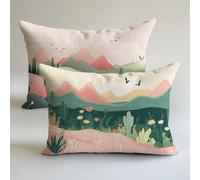 Funda Cojin 60x80cm Rosa Fundas Cojines Planta Cojines para Sofa Decoración Lino Almohada Juego 2 Piezas，Cremallera Oculta，Verano Decorativa Doble Estampado，Hogar Sofá Silla Cama Sala Estar LK-1609